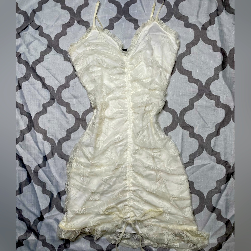 Windsor Ivory Lace Ruched Mini Dress
